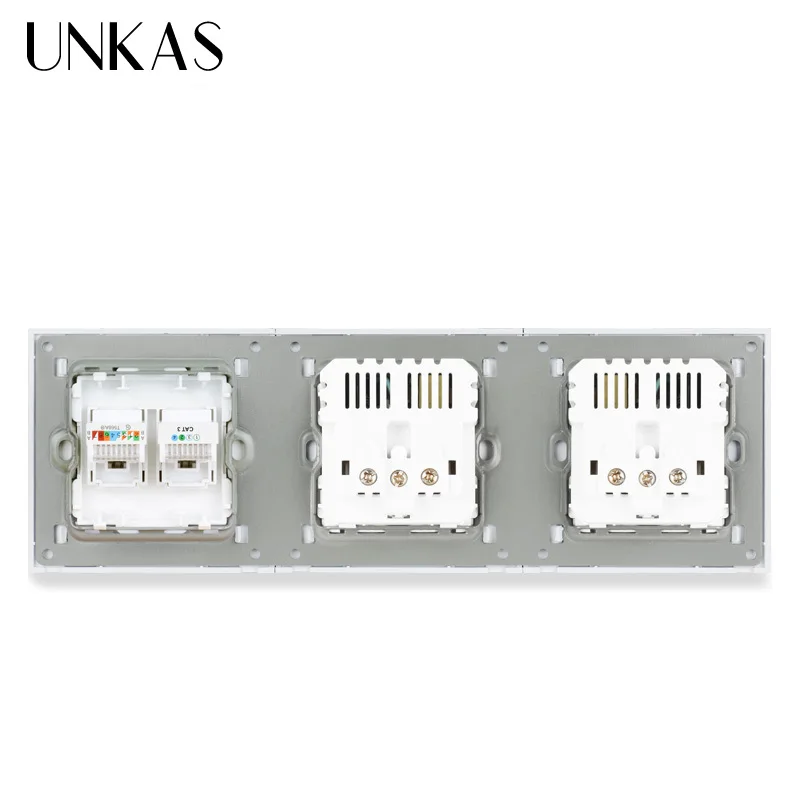 Пластиковая панель UNKAS двойная розетка европейского стандарта 4 USB порта для