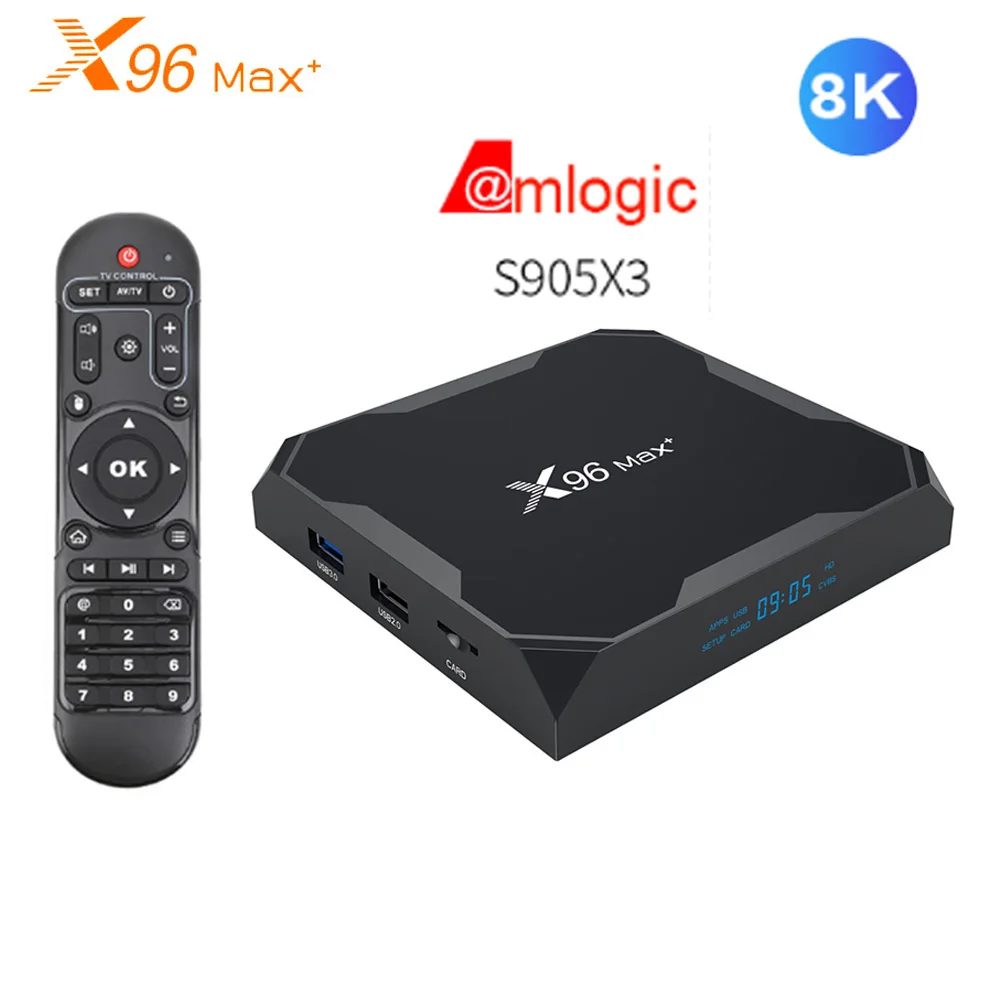 Приставка смарт тв X96 Max Plus Amlogic S905X3 Android 9 0 2 4 ггц wi fi 8K Ultra HD VP9 HDR медиаплеер 1000M LAN BT4.0