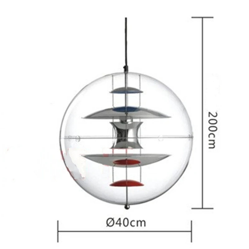 D40CM Chrome Постмодерн светодиодный подвесной светильник из прозрачного стекла в стиле ретро, минимализм, для гостиной, кухни, подвесной светильник, для бара, кафе, светильник, светильники - Цвет корпуса: D40CM Chrome