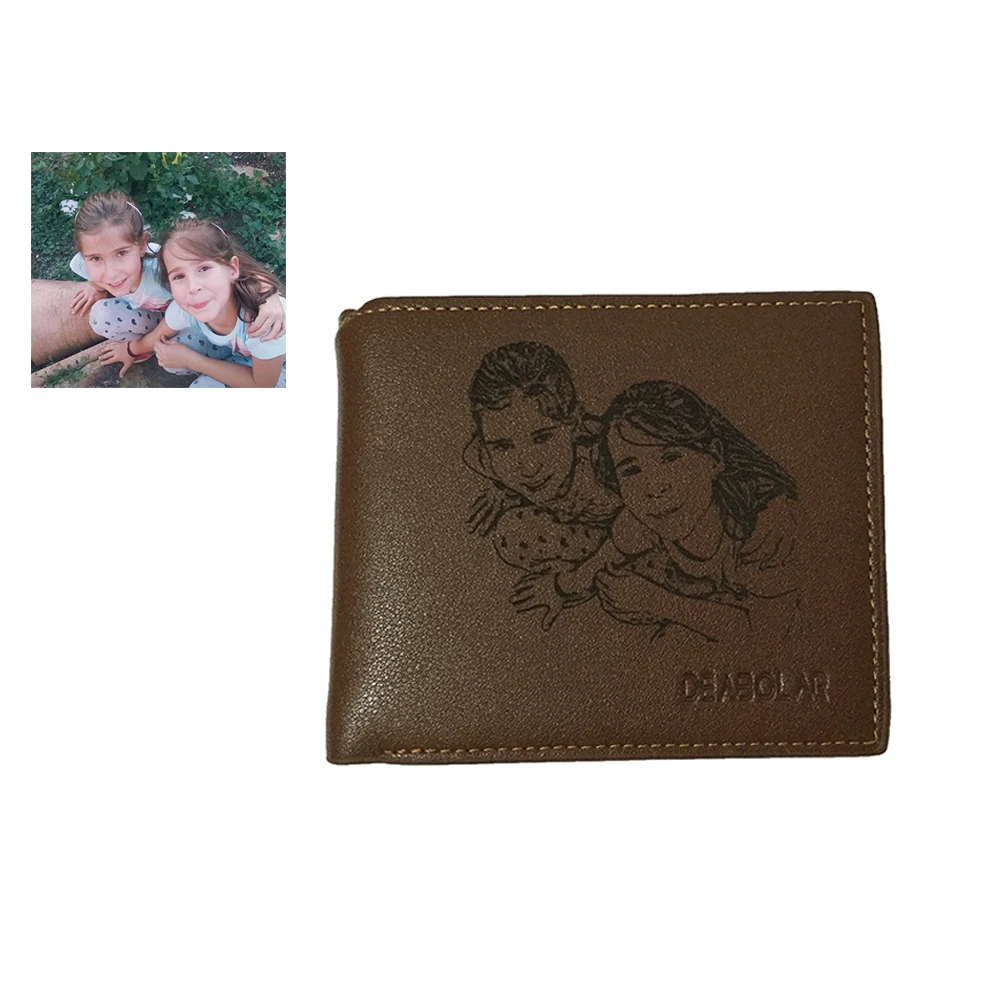 

Custom PU Leather Wallet Men Short Advanced Personalize Photo Wallet Letter Print Kids Simple Custom DIY Gift Picture Wallet
