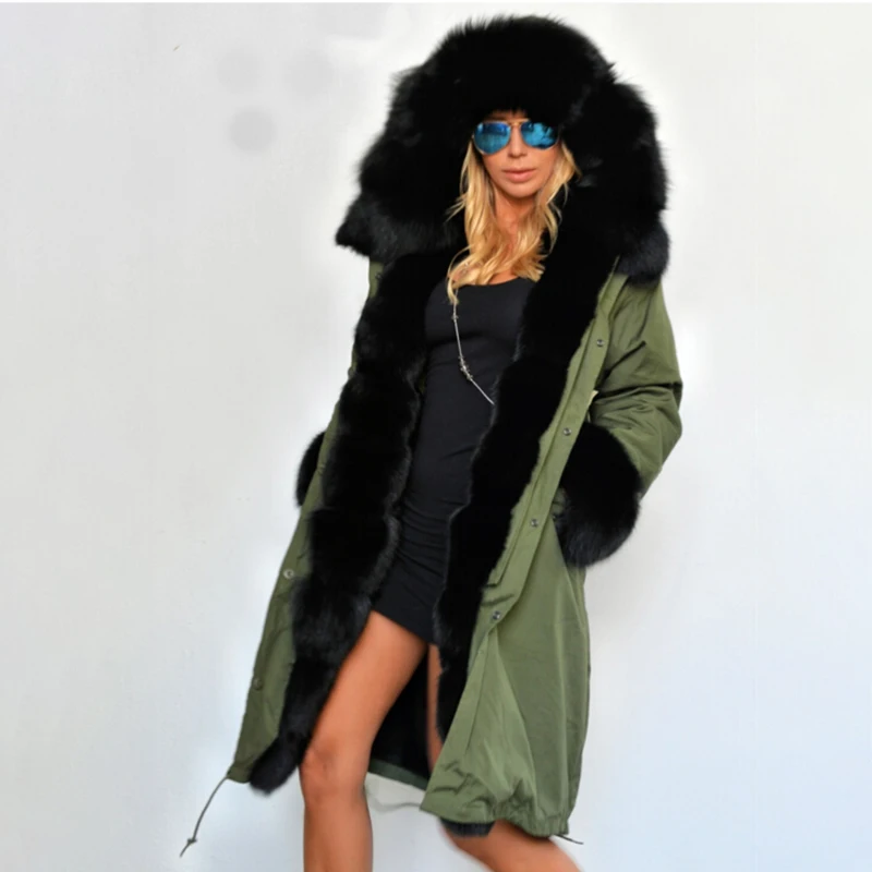 winter jacket women new long parka real fur coat big Hood fur collar hooded parkas thick outerwear street style - Цвет: PK-006