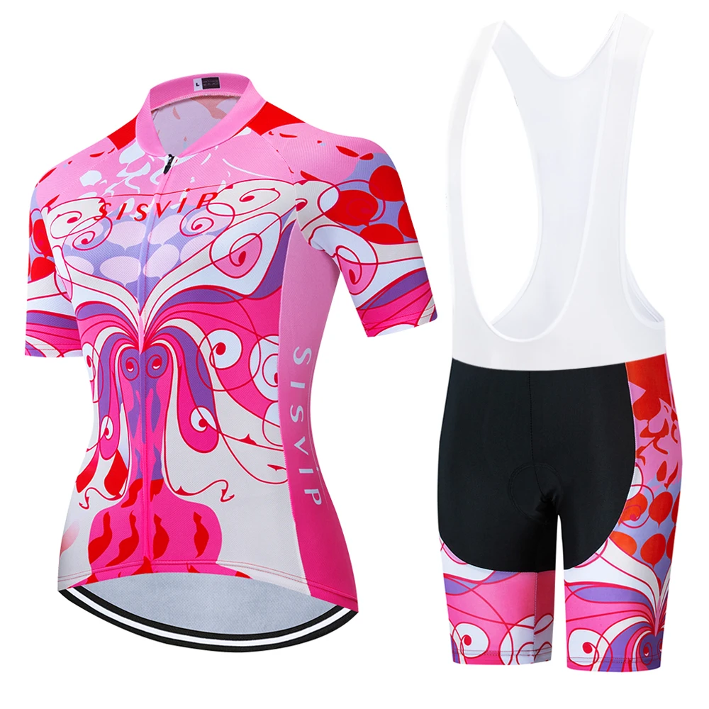 Pro team Cycling Jersey Sets Women Short Sleeve Cycling Clothing Mountain Bicycle Sportwear Mtb Bike Bib shorts set