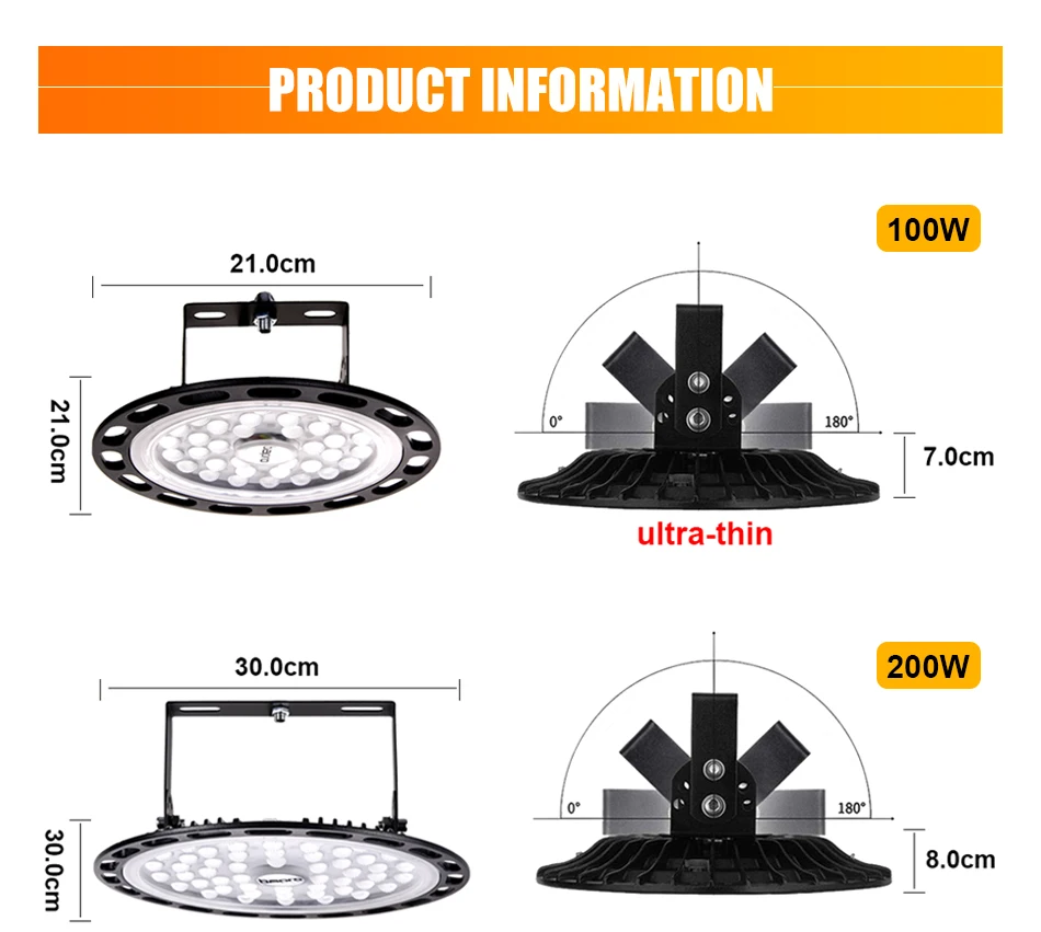 UFO Led High Bay освещение 100 Вт 200 Вт 300 Вт 220 В водонепроницаемое IP44 промышленное освещение склад гараж мастерская Highbay рынок аэропорт