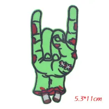 Зеленые нашивки с изображением рук для Глажка одежды на джинсах полосы наклейки на заказ вышитые значки патч креативный DIY жесты аппликация