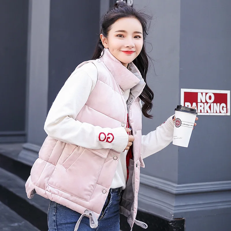 

Short down Feather Cotton Vest Women's 2019 New Style Spring And Autumn Versatile Sleeveless Korean-style Cotton Overcoat Vest S