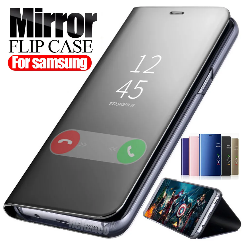 Зеркальный кожаный флип-чехол для samsung galaxy A50 A70 A30 A20 A20E A60 A40 A10 2019 чехол-подставка