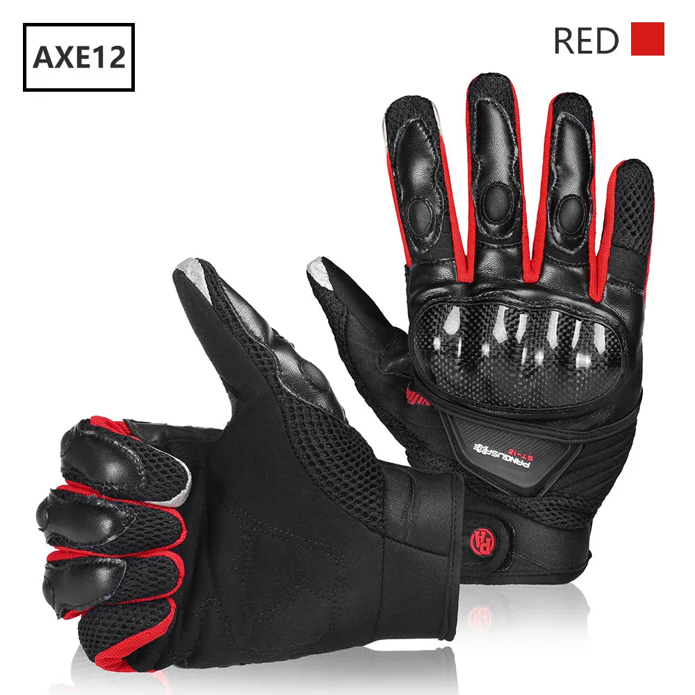 Перчатки для мотоцикла из углеродного волокна с сенсорным экраном, Железные Перчатки JIA'S с полным пальцем, защитное снаряжение для мотоцикла, перчатки для мотокросса# AXE12 - Цвет: Red