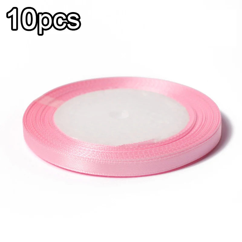 

10Pcs Satin Ribbon Reels Roll Width 6mm Gift Box Decor Wedding Supplies For Party Home Hotel