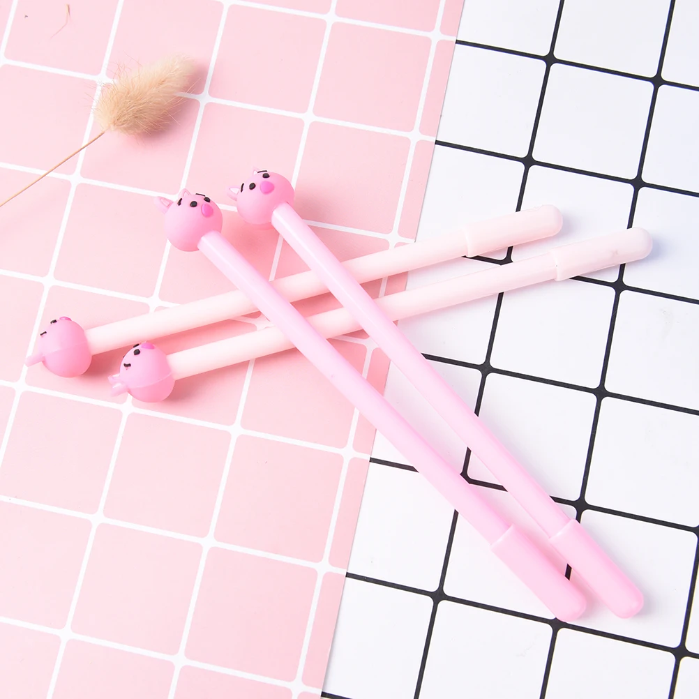 

2pcs/pack Kawaii Cartoon Pink Pig Gel Ink Pen Stationery Kids School Office Plastic Material Writing Tools Gifts Supplies
