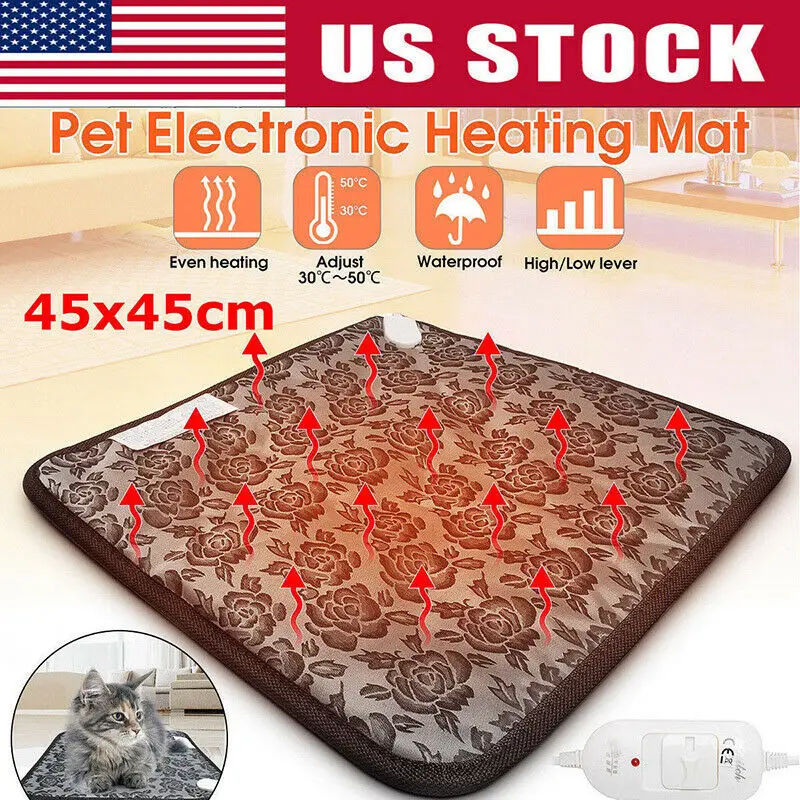 US Waterproof Pet Heated Warmer Bed Pad Puppy Dog Cat Bed Electric Heater Mat 