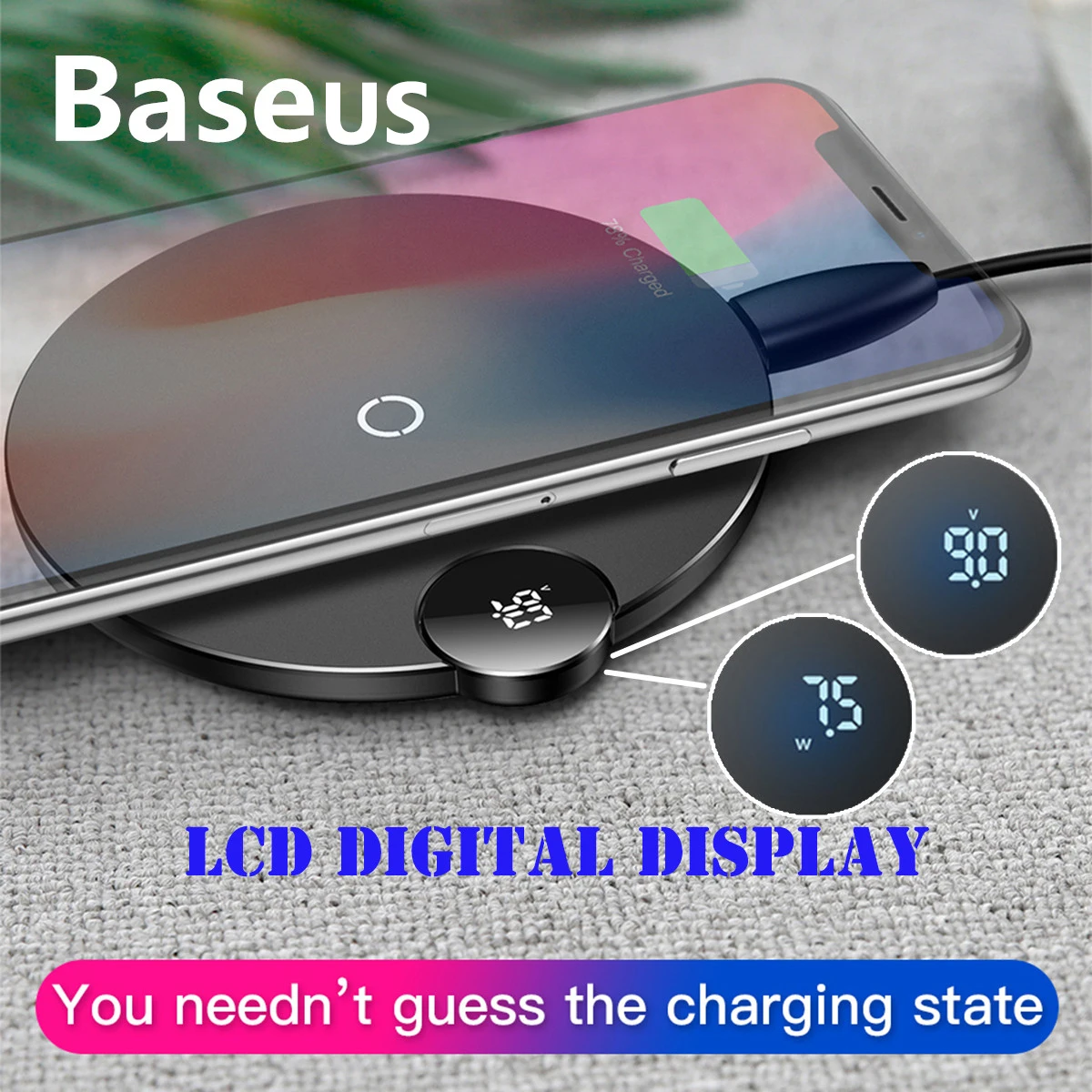 

Baseus LED Digital Display Wireless Charger for iPhone X XR XS Max 8 Qi Wireless Fast Charger for Samsung S10 for Huawei P30