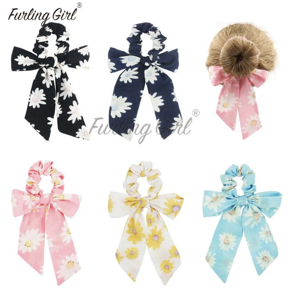 

Furling Girl 1 PC Daisy Floral Bowknot Elastic Hair Bands Multi Functional Headbands Fresh Flower Hair Scrunchies for Women