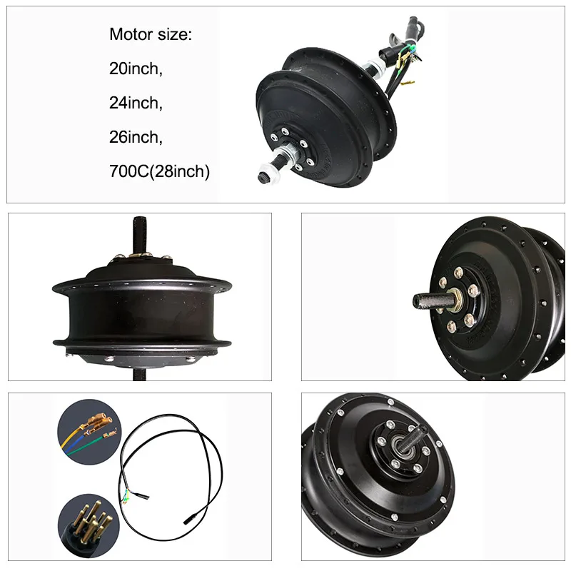 36 v/48 v электрический велосипед передний мотор 250 W/350 W/500 Вт высокой мощности Скорость бесщеточный Планетарная втулка 2" 26" 700c(2") черный Электрический мотор для велосипеда