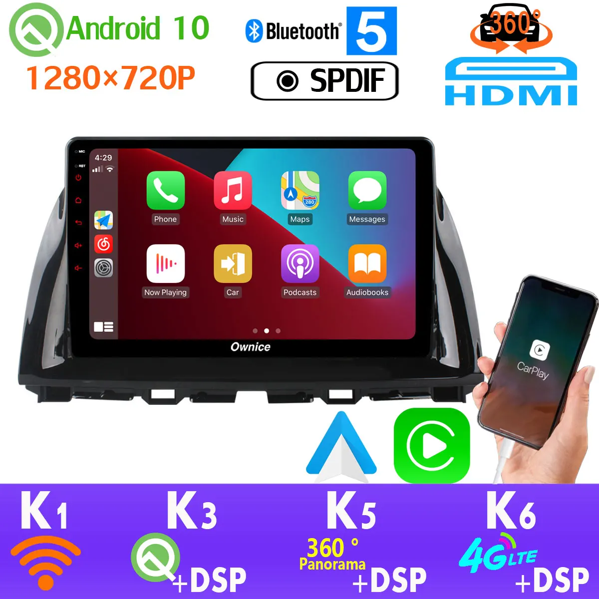 1280*720P PX6 4+64G Android 10 360 Panoramic Car Multimedia Radio For Mazda CX-5 CX5 2012 2013 2014 2015 2016 GPS SPDIF CarPlay |