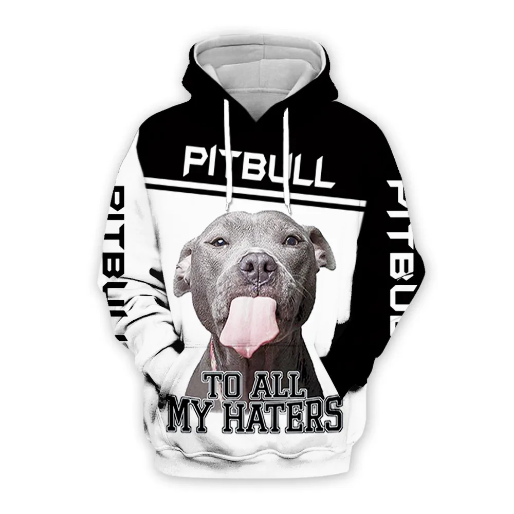 

Harajuku Fashion Sportswear Brand Casual Hoodie 3D Printing 2020 Hot Pitbull to Haters Limited 3D Dog Printed Hoodie Lovers