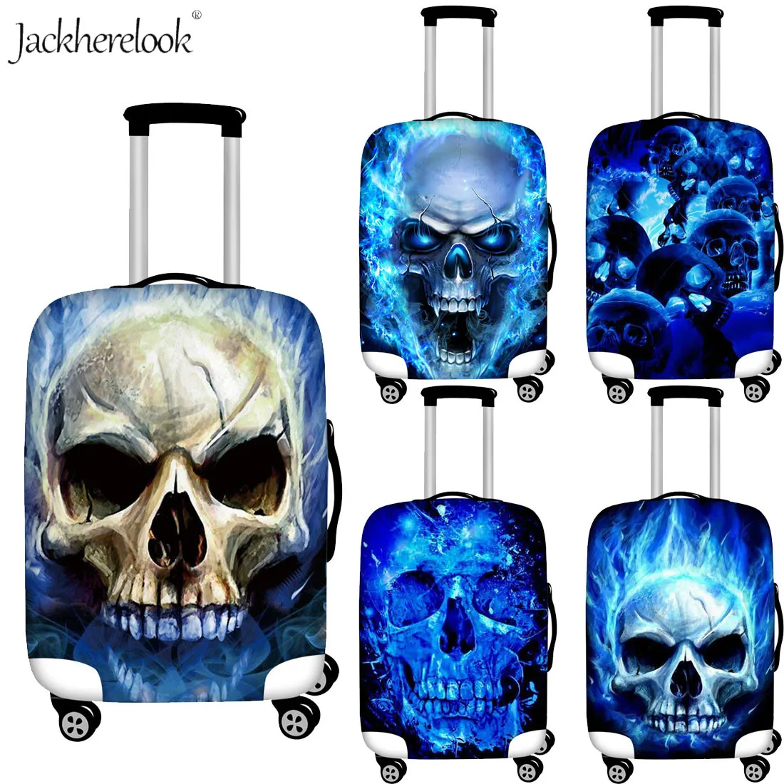 Чехол Jackherelook для чемодана/багажа с рисунком огненного черепа Дорожный на