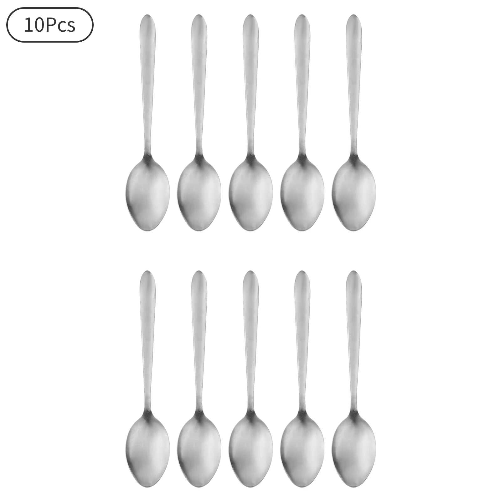 10Pcs Steel Chinese Soup Spoons Shovel Ice Cream Spoon Polished Oval Scoop Creative Spoon Home