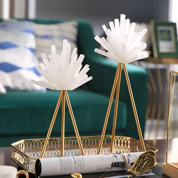 

Luxtry White Bloom Flower Crystal Stone Statue Sculpture With Metal Rack Home Art Gift Figurines Home Decor Crystal Accessories