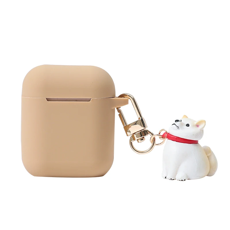 Милый мультфильм щенок наушники чехол для AirPods 2 силиконовый чехол Kawaii беспроводной Bluetooth наушники защитный чехол с брелком