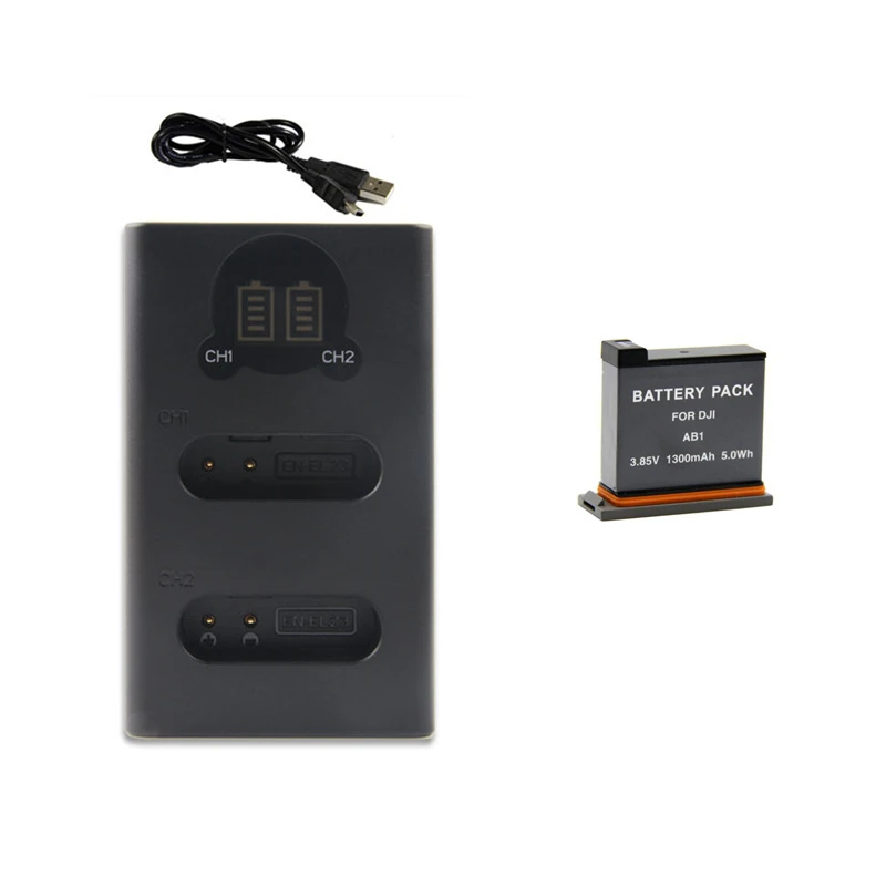 White AB1 AB-1 Battery and Charger Kits for DJI Osmo Action. USB Charging Hub and Battery for Osmo Action - Color: White