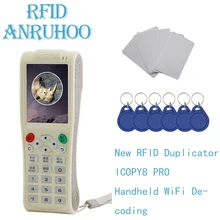 Novo icopy8 pro rfid duplicador icid chip inteligente wi-fi decodificador nfc tag cartão crachá escritor 125khz clone 13.56mhz chave leitor copiadora