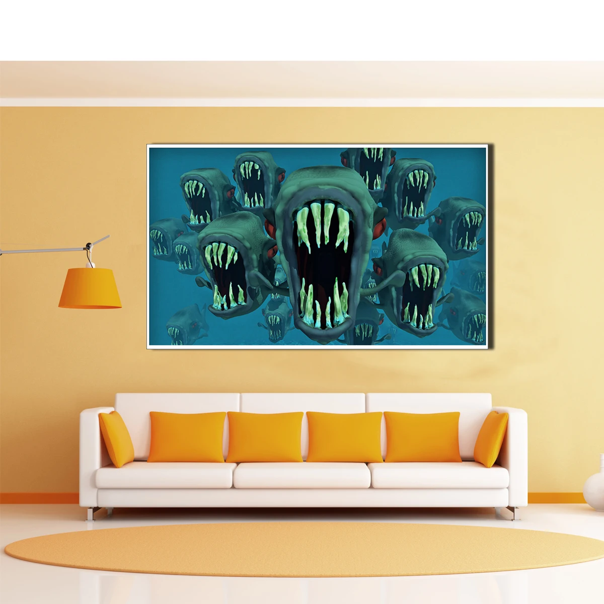 Piranha Shoal of Fish Poster Canvas Print Painting Wall Art Living Room Home Decoration | Дом и сад