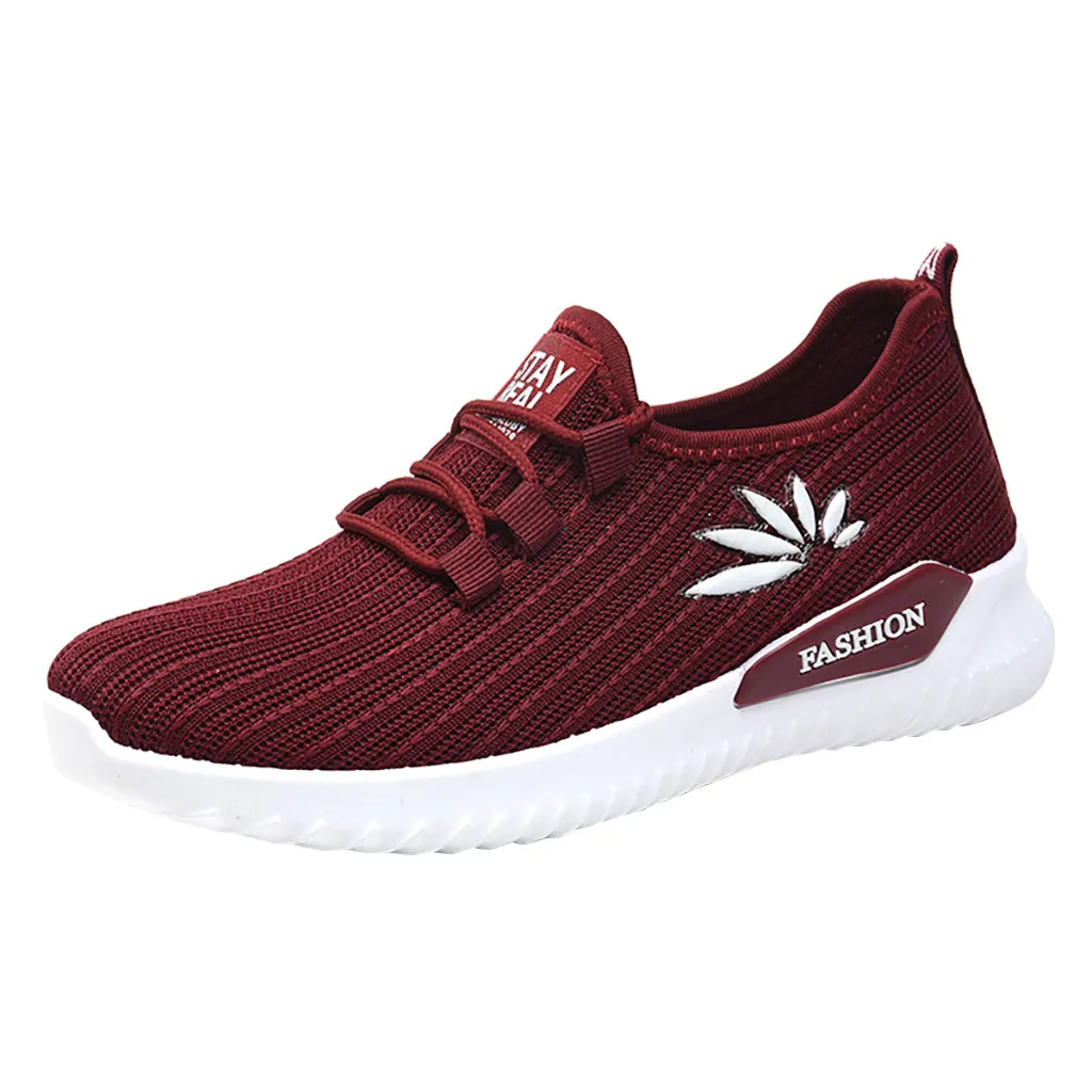 Женская обувь для активного отдыха; спортивная обувь для прогулок и бега; спортивная обувь из сетчатого материала на шнуровке; женская обувь для бега; дышащая обувь на платформе - Цвет: Красный