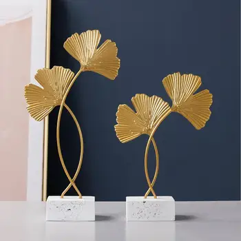 

Nordic Luxury Metal Gold Ginkgo Leaf Decoration Home TV Cabinet Room Decor Iron Crafts Living Room Bedroom Desk Deco GY066
