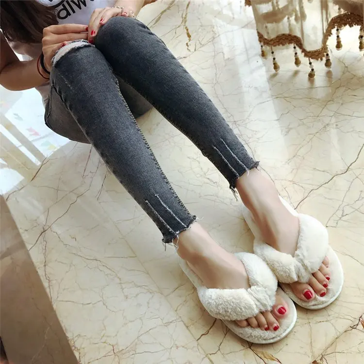 

Autumn And Winter Plush Slipper Women's Home Indoor Flip-flop Cotton Slippers Plush Flip-flops Anti-slip Outer Wear Warm Plush S