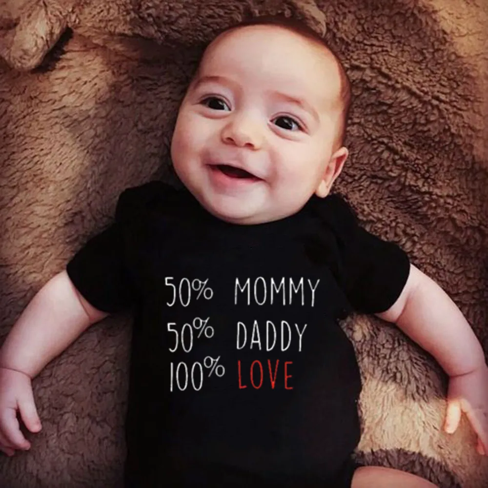 50 Mommy 50 Daddy 100 Love Print Newborn Baby Bodysuit Cute Baby Boys Girls Rompers Cotton Summer Infant Baby Clothes Bodysuits Aliexpress