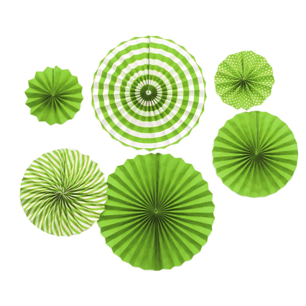 6Pcs Folding Paper Fan Round Decorative Fans DIY Crafts Decorative Fans Glass Window Wall decor Wedding Birthday Party Decors
