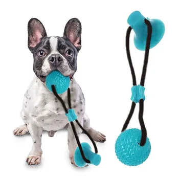 

Flexible Pet Molar Bite Toy Suction Cup Dog Toy With Ball Teeth Cleaning Elastic Rubber Chew Ball Dog Interactive Toys Ropes