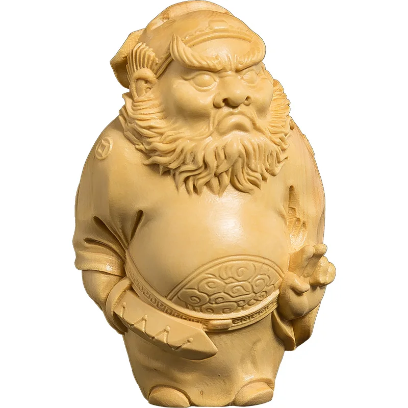 

Chinese Boxwood Sculpture Depicting the Esteemed God, Master Zhong Kui: Superior Craftsmanship Representing Feng Shui