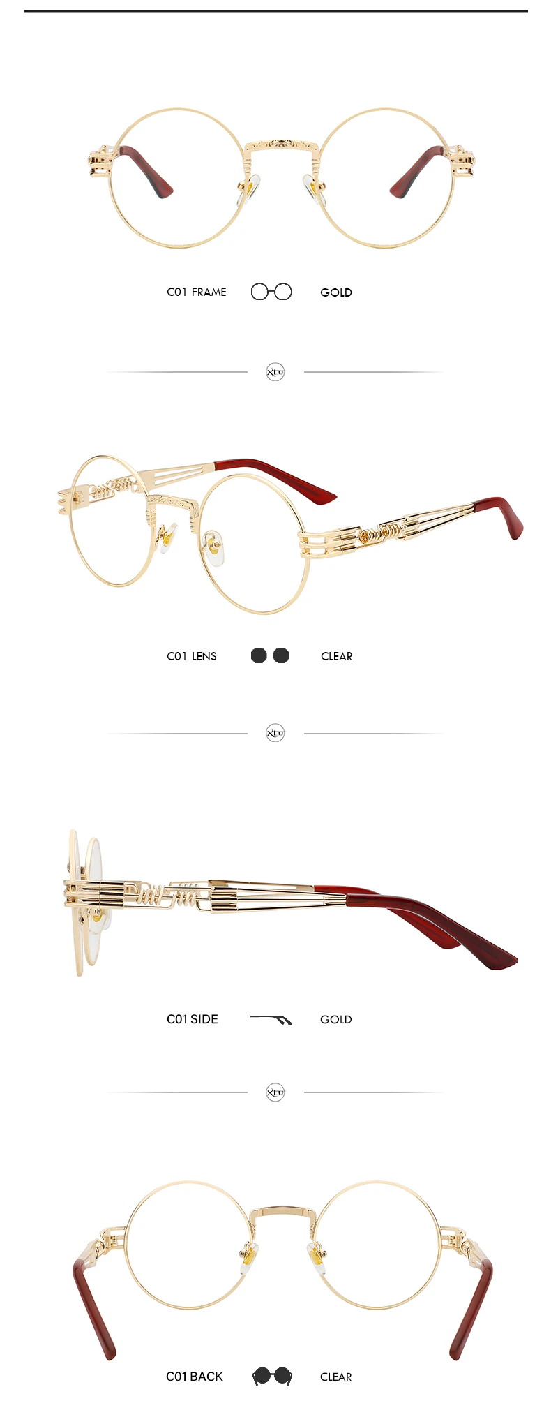 Готические солнцезащитные очки в стиле стимпанк Для мужчин Для женщин из металла WrapEyeglasses Круглый Оттенки Брендовая Дизайнерская обувь
