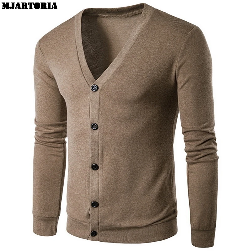 MJartoria вязаный мужской кардиган свитера Masculino осень однобортный сплошной длинный