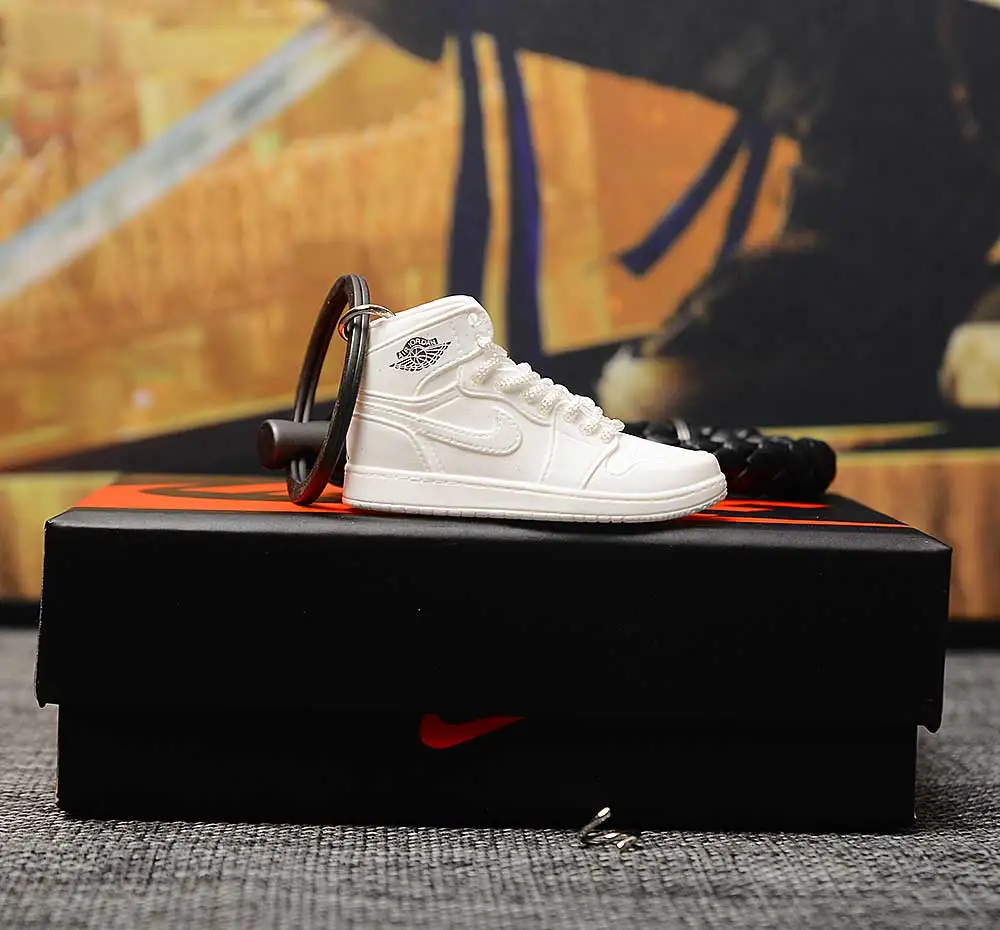 a shoe w rope Дропшиппинг aj1 offwhite Chicago Unc брелок в виде кроссовка Air Jordan 1 3D мини-кроссовки запатентованный спортивный обувной брелок с кроссовком - Цвет: a shoe w rope