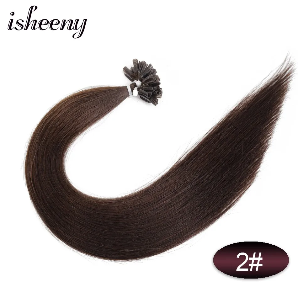 Isheeny, 50 шт., накладные волосы для ногтей/u-образные накладные волосы, 1", 18", 2", Remy, кератиновые, европейские человеческие волосы на Капсулах - Color: #2
