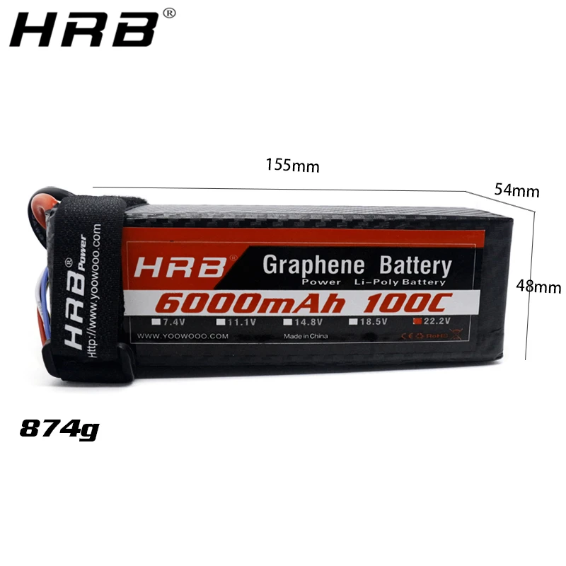 Графеновый литий полимерный аккумулятор HRB 22 2 в 6000 мАч 6S 100C XT90 EC5 T Deans XT60 XT150 RC Racing FPV