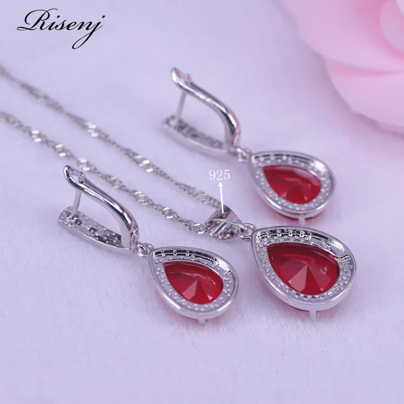 Lucky Color s ювелирное изделие с красными камнями наборы серебряного цвета милые