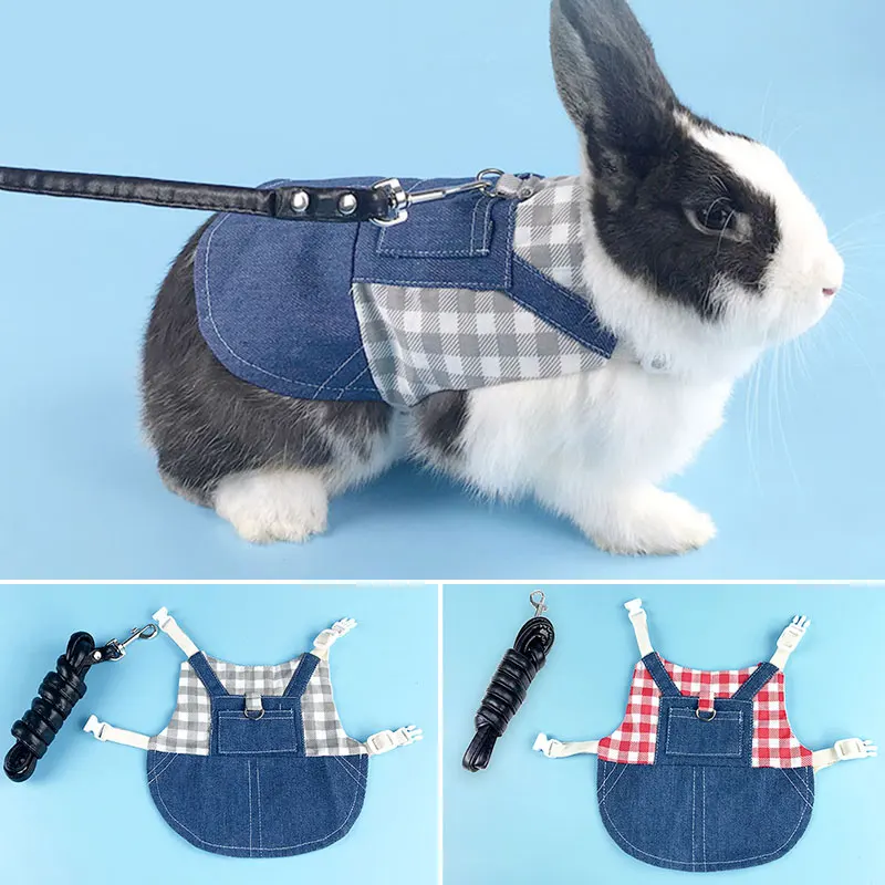 Pet clothing rabbit dwarf rabbit cowboy clothing traction rope Pet