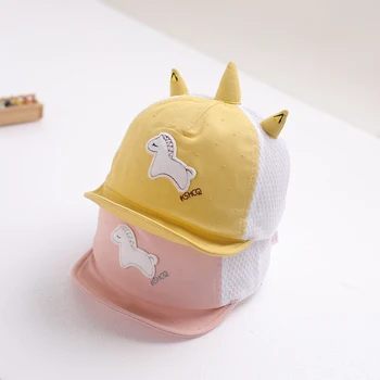 

Baby hat summer thin section cute horns cap mesh baseball cap tide
