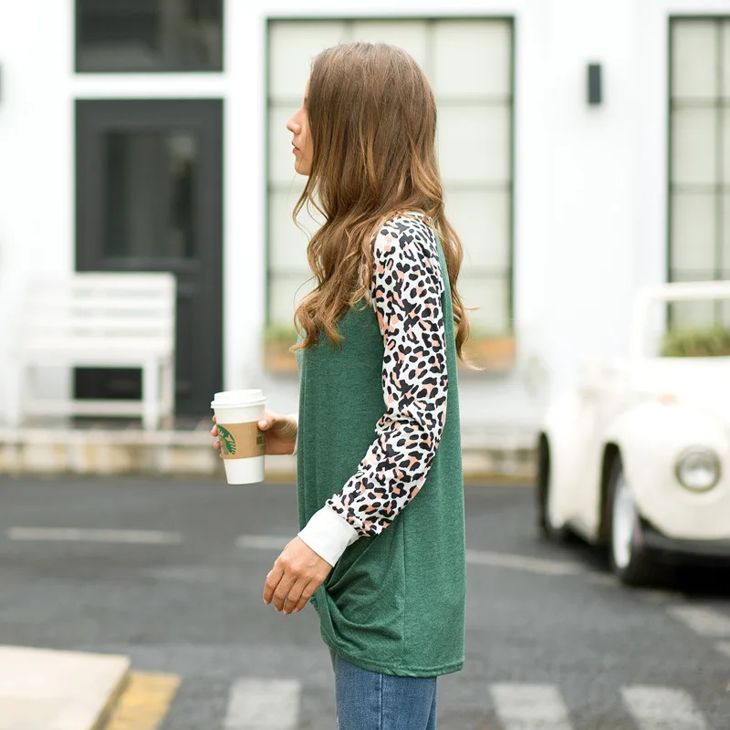 ENXI Осенняя леопардовая Лоскутная рубашка для беременных с длинными рукавами, Одежда для беременных, модная футболка для женщин, топы для мам