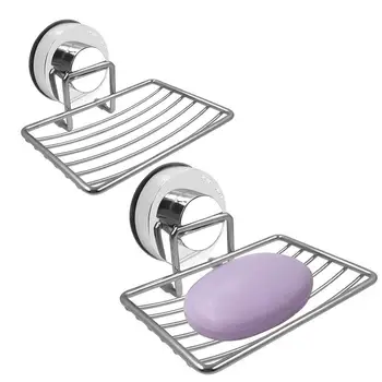 

Stainless Steel Soap Dish Holder Wall-Mounted Drain Hollow Soap Box Strong Suction Soap Dish for Kitchen Bathroom Accessories