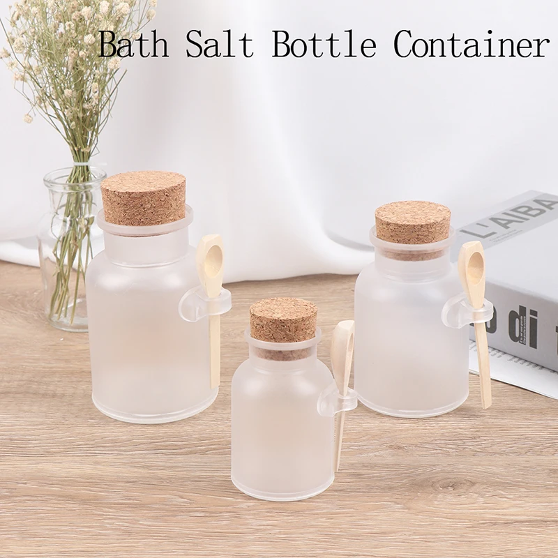 Download 1pcs Empty 100g 200g 300g Powder Plastic Bottle Bath Salt Jar With Wood Cork Wooden Spoon Bath Aliexpress