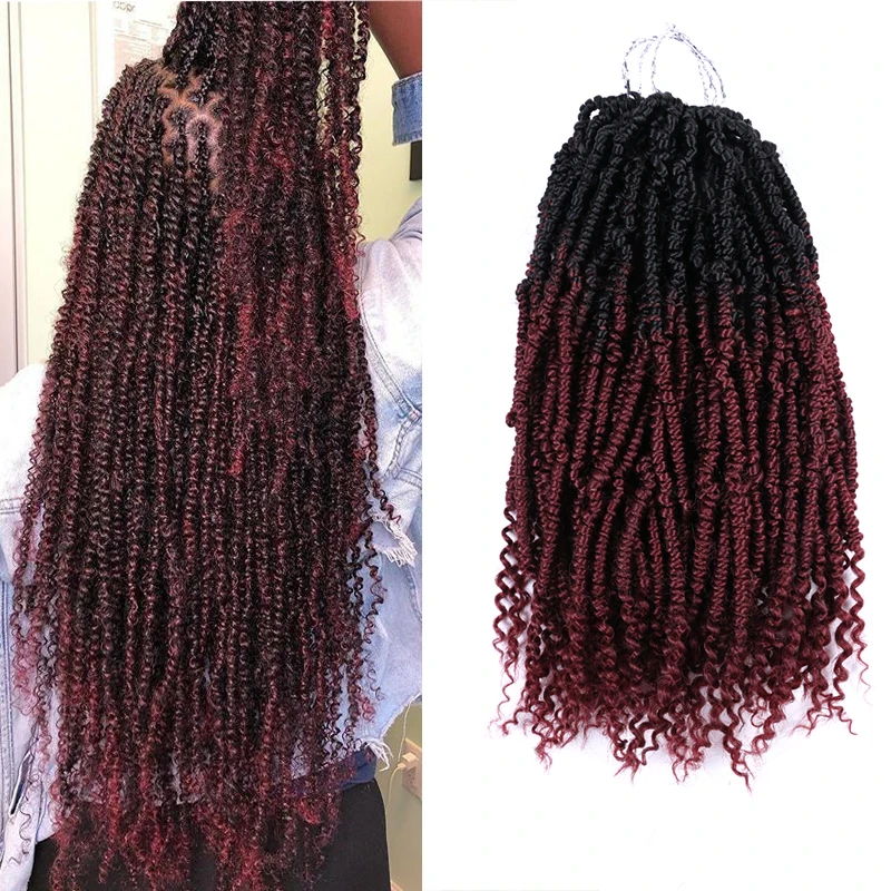 

14 Inch Bomb Twist Crochet Hair Curly End Ombre Crochet Braids Long Synthetic Pre Looped Fluffy Spring Bomb Twists Braiding Hair