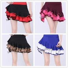 Новая юбка для латинских танцев пачка с оборками бальная танцевальная одежда для Танго Костюм Румба 904-739