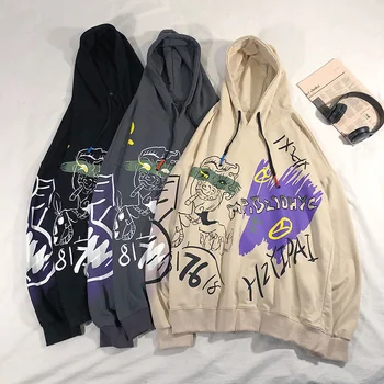

Men's Hoodie-Cool Hip Hop Cartoon Pattern Print Hoodie Spring And Autumn New High Quality Sports Personality Casual Clothes