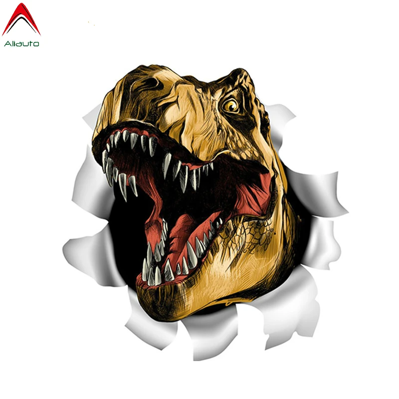 Volkrays Terrible 3D Dinosaur T-Rex Car Sticker Torn Metal Funny Automobiles Motorcycles Accessories PVC Decal 13cm*12cm  Автомобили | Наклейки на автомобиль -4000980124794