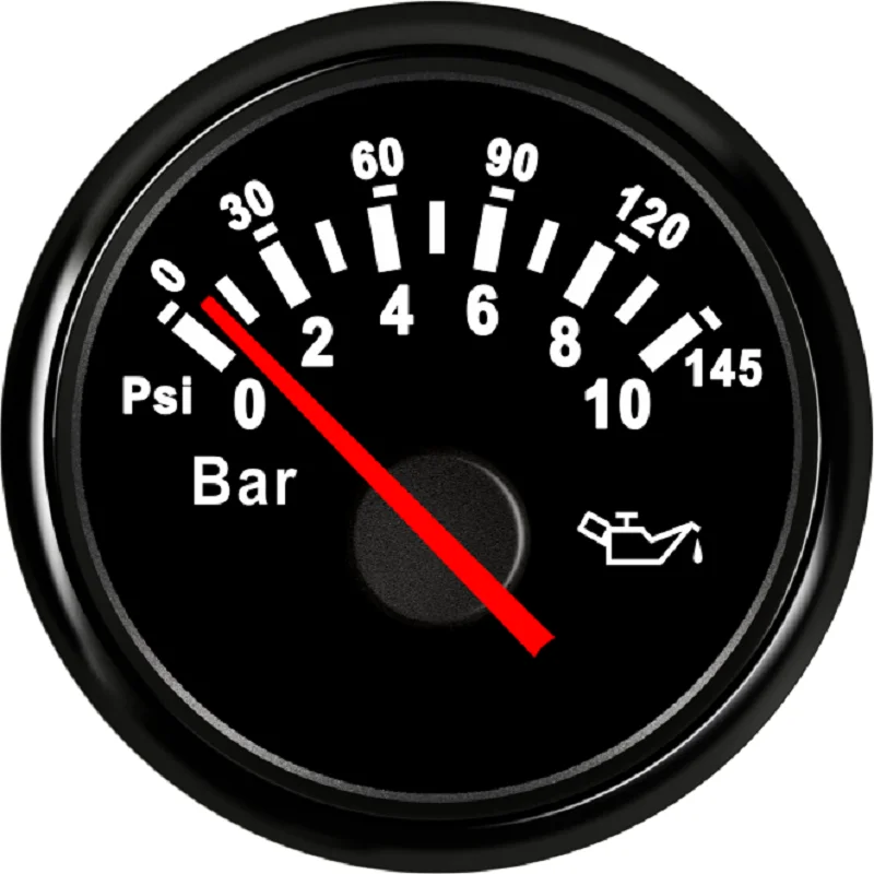 Универсальный 52 мм Датчик давления масла водонепроницаемый 0-10bar 0-145Psi для автомобиля грузовик лодка яхта с красной подсветкой 9-32 в - Цвет: BN