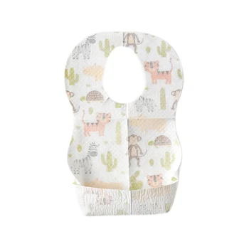 

10 Pcs Baby Disposable Bibs Non-Woven Fabric Baby Toddler Bibs Feeding Saliva Apron Paper Bibs Portable Bibs